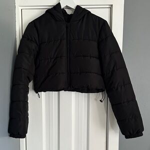 SHEIN Black Cropped Puffer Jacket